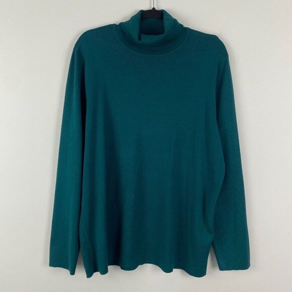 Chicos Ecovero Turtleneck Sweater Size 4 US 2XL Jasper Green Knit Pullover - Picture 1 of 11